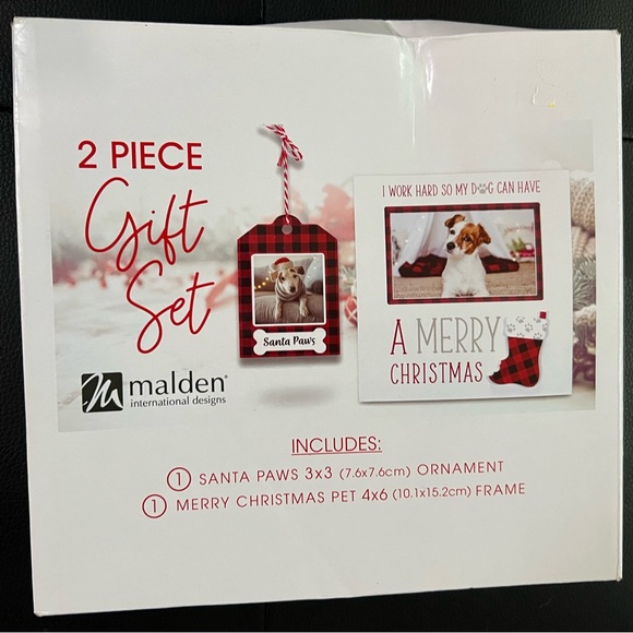 2 pc gift set Christmas Dog Frame & Ornament Malden Holiday Set NEW MSRP $44 - Picture 4 of 6